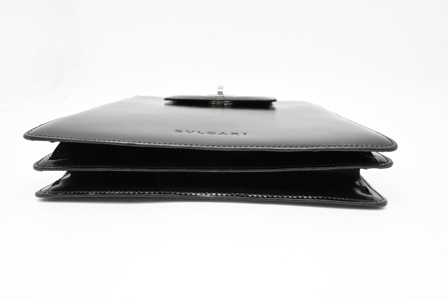 Bvlgari Top Handle Bag in Black Leather