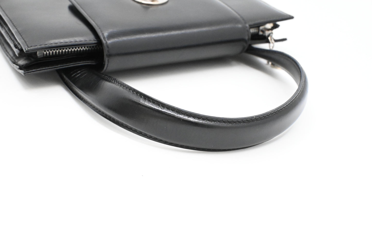 Bvlgari Top Handle Bag in Black Leather