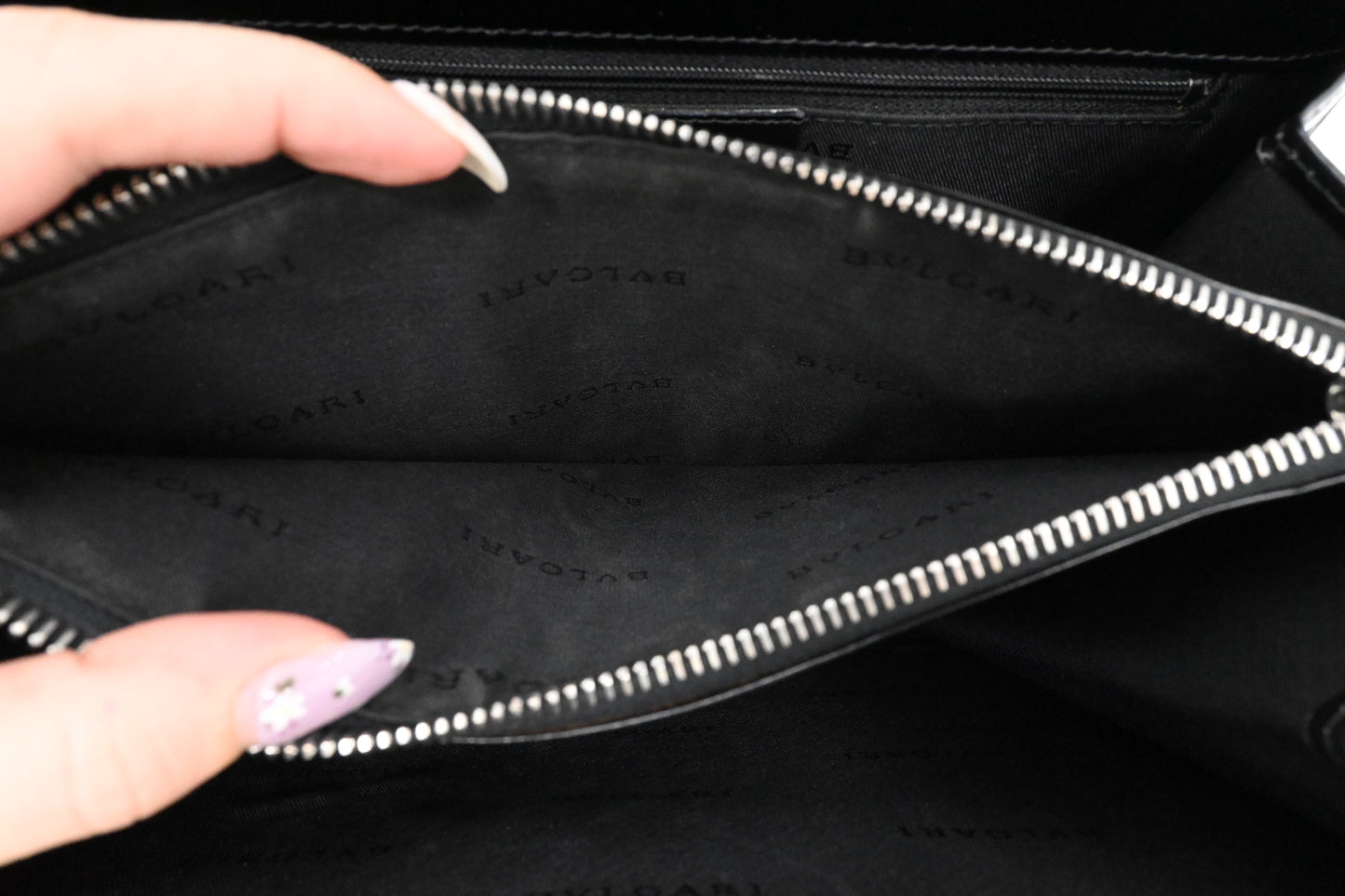 Bvlgari Top Handle Bag in Black Leather