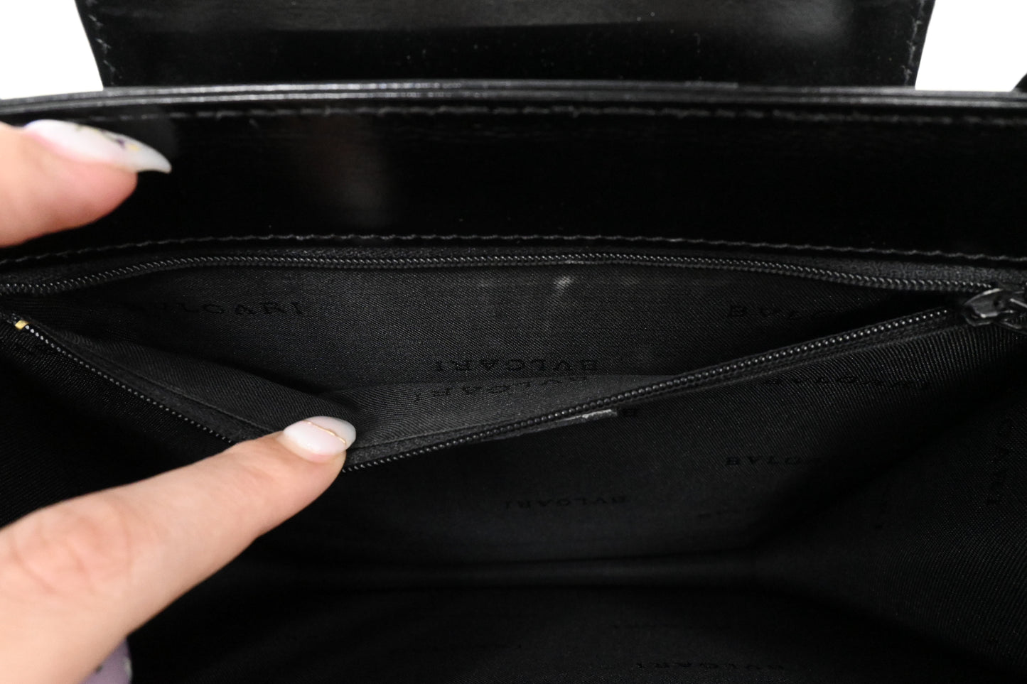 Bvlgari Top Handle Bag in Black Leather