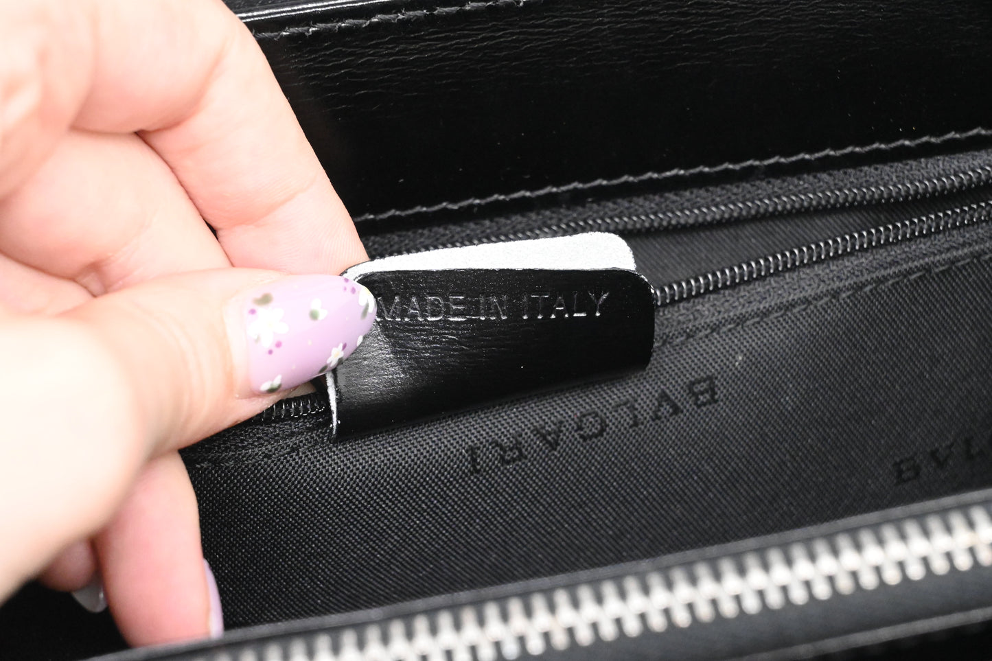 Bvlgari Top Handle Bag in Black Leather