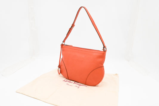 Ferragamo Hobo Shoulder Bag in Orange Leather