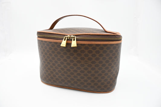 Celine Vanity Pouch in Brown Macadam Canvas
