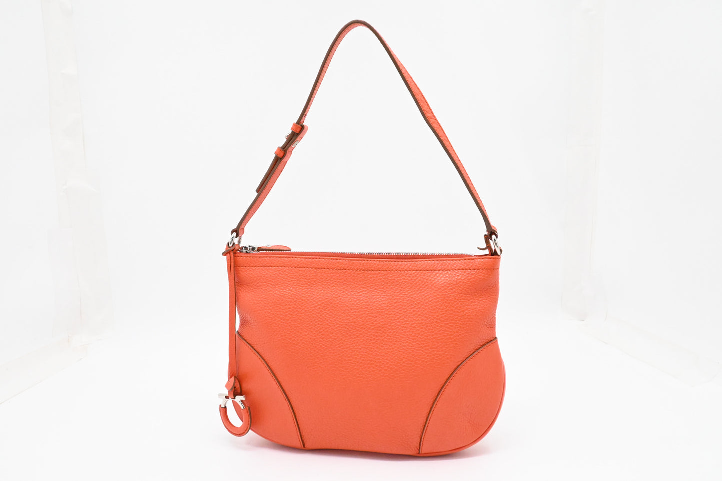 Ferragamo Hobo Shoulder Bag in Orange Leather