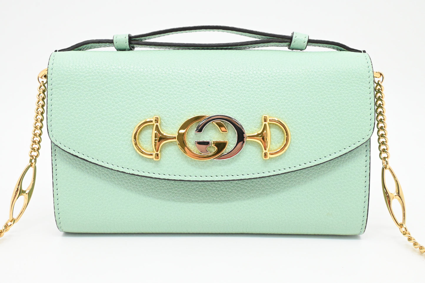 Gucci Chain Shoulder Bag in Green Leather
