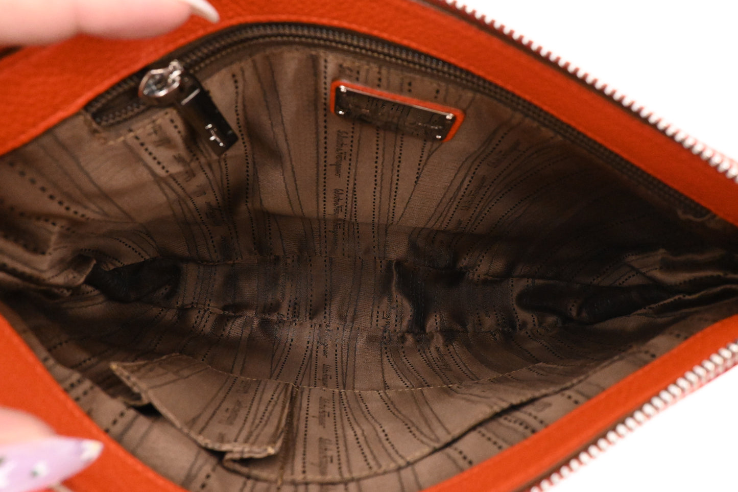 Ferragamo Hobo Shoulder Bag in Orange Leather