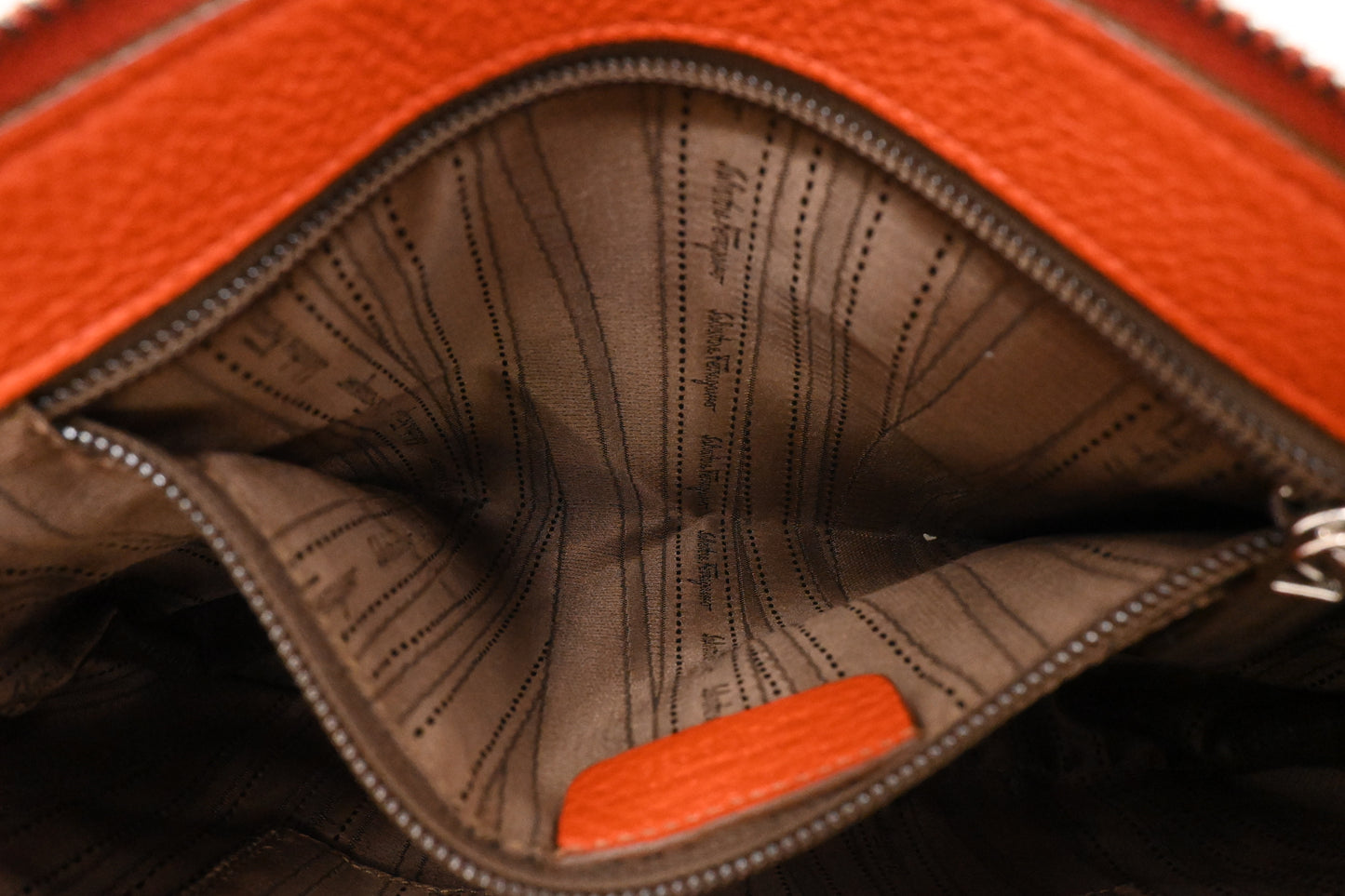 Ferragamo Hobo Shoulder Bag in Orange Leather