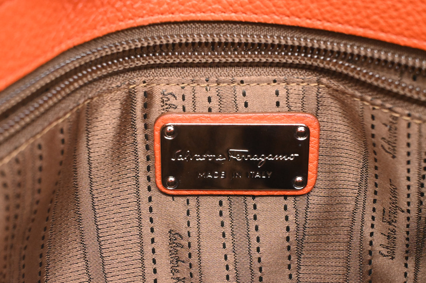 Ferragamo Hobo Shoulder Bag in Orange Leather