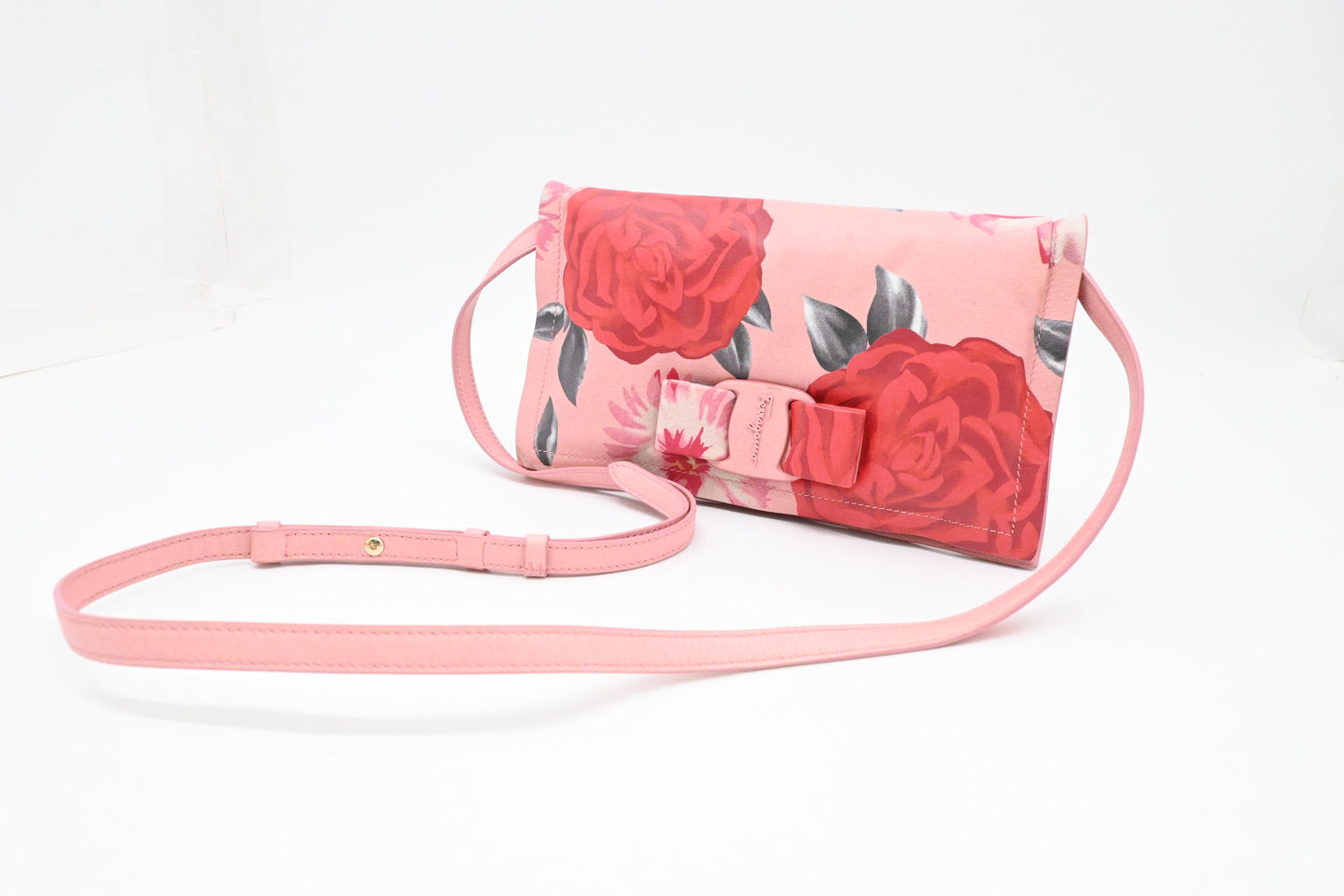 Ferragamo Crossbody Bag in Pink Floral Leather