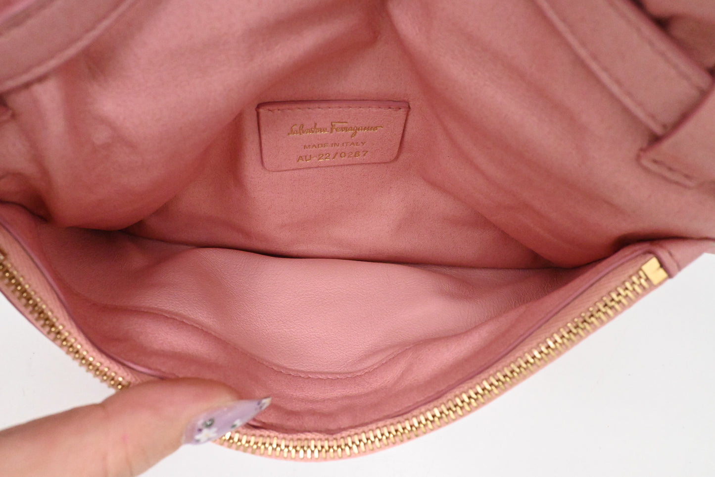 Ferragamo Crossbody Bag in Pink Floral Leather