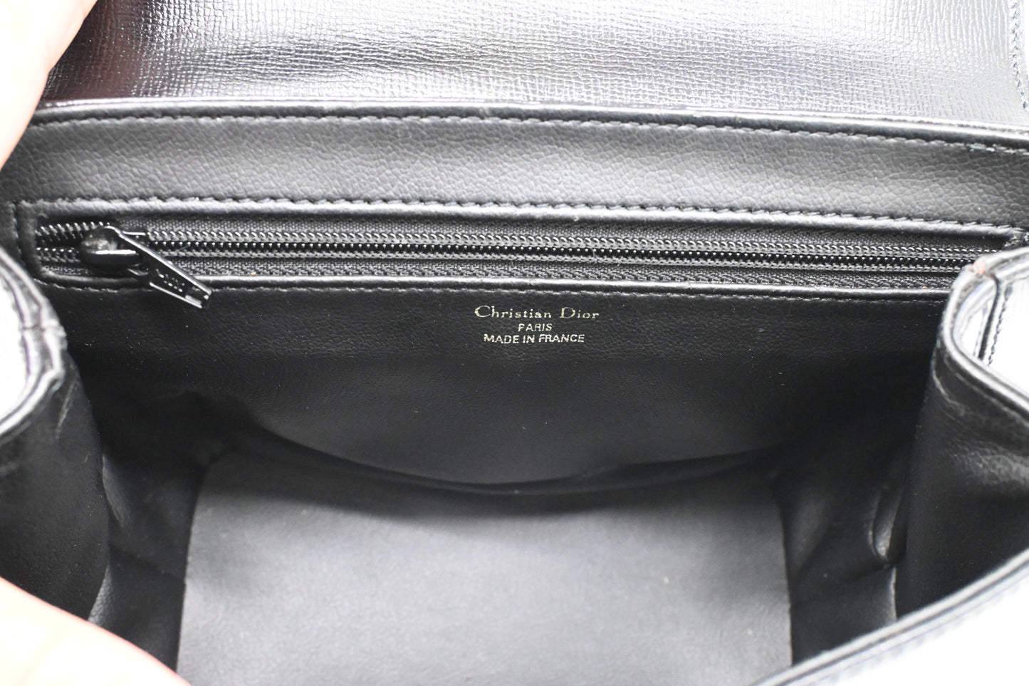 Dior Top Hand Bag in Black Leather