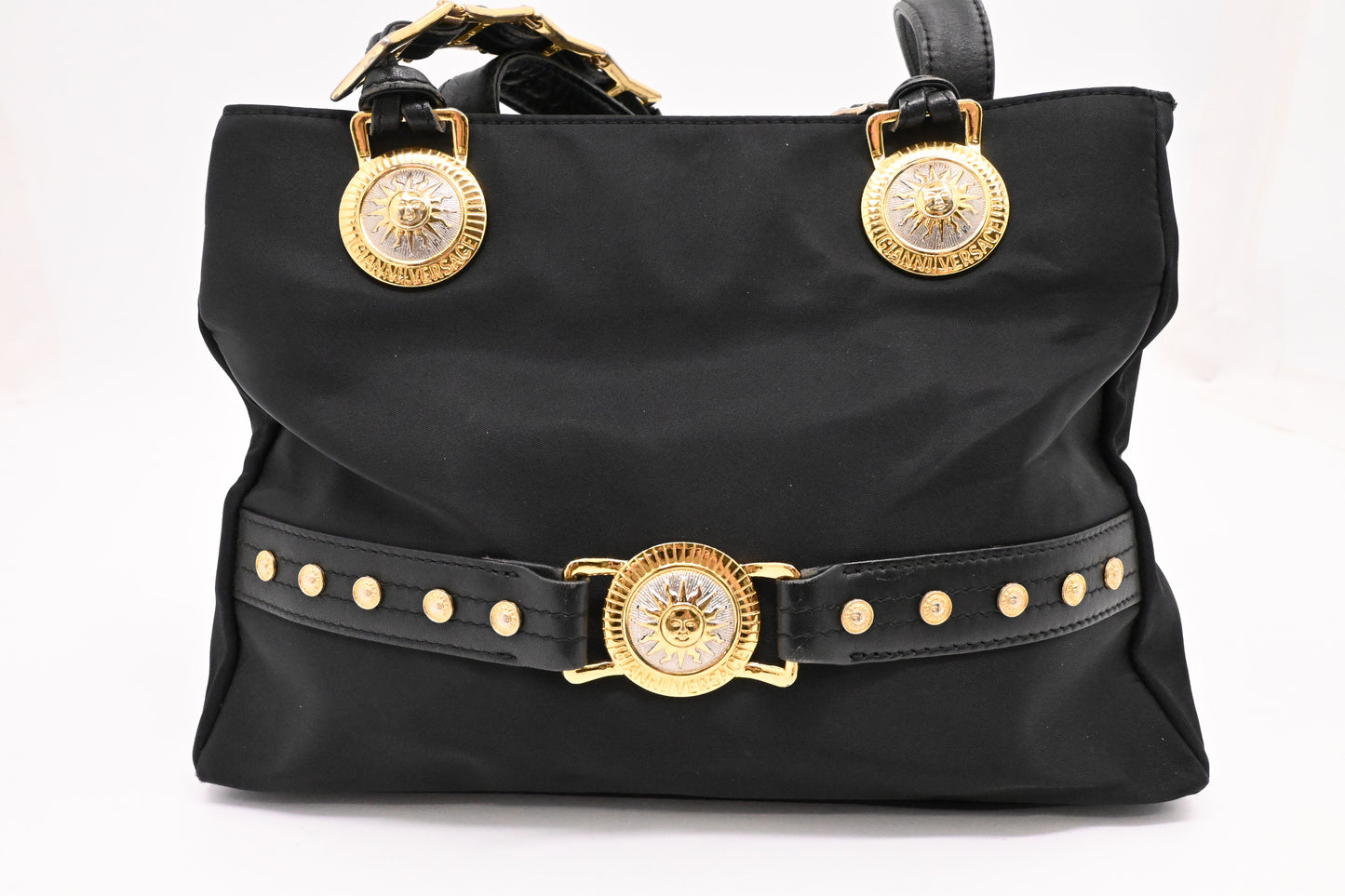 Versace Shoulder Bag in Black Nylon Canvas