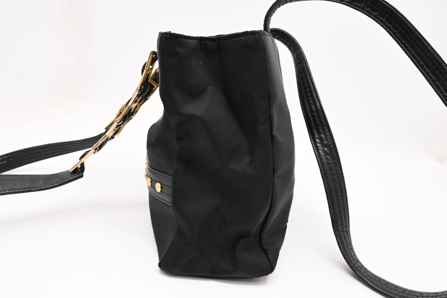 Versace Shoulder Bag in Black Nylon Canvas