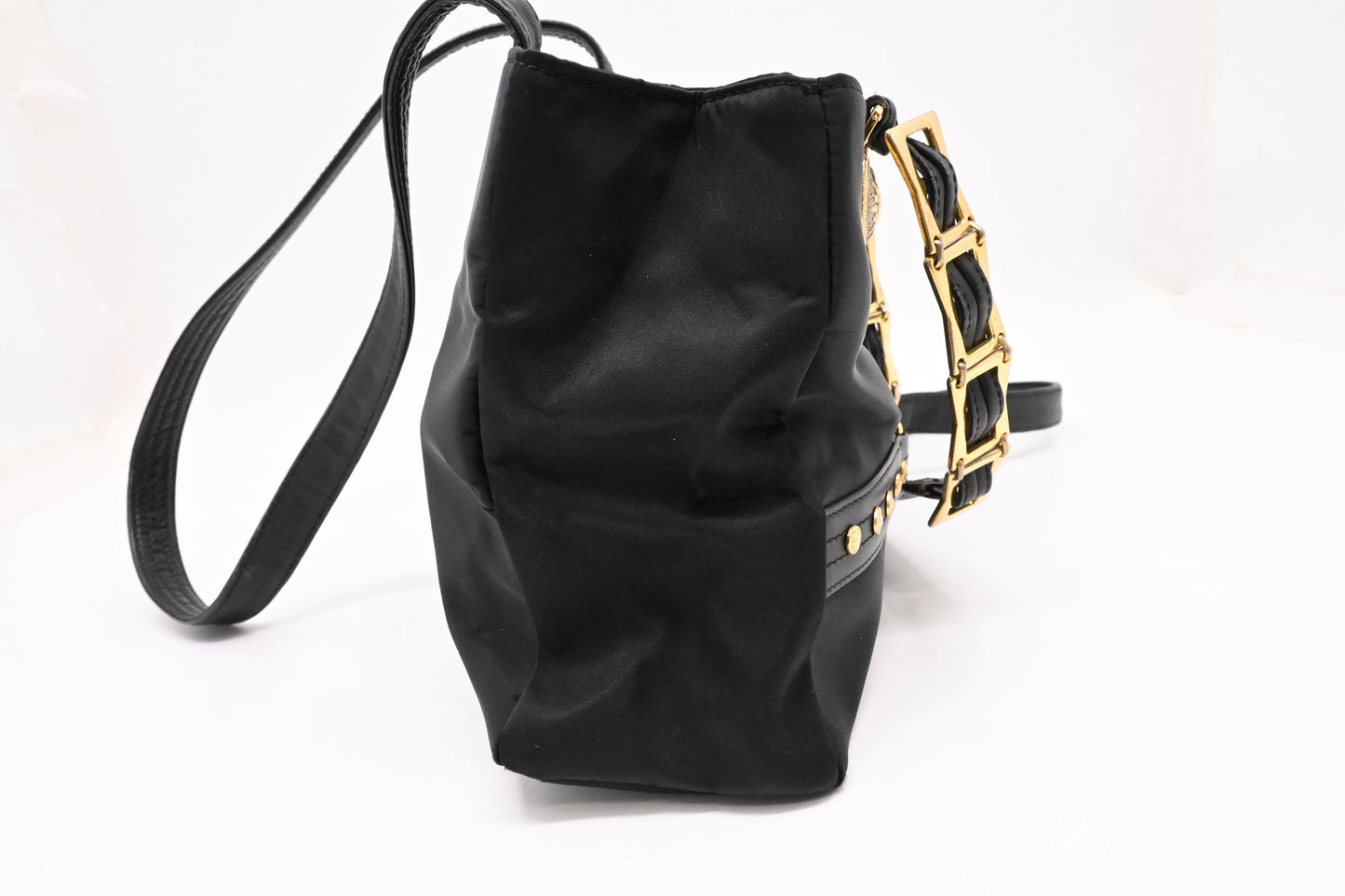 Versace Shoulder Bag in Black Nylon Canvas