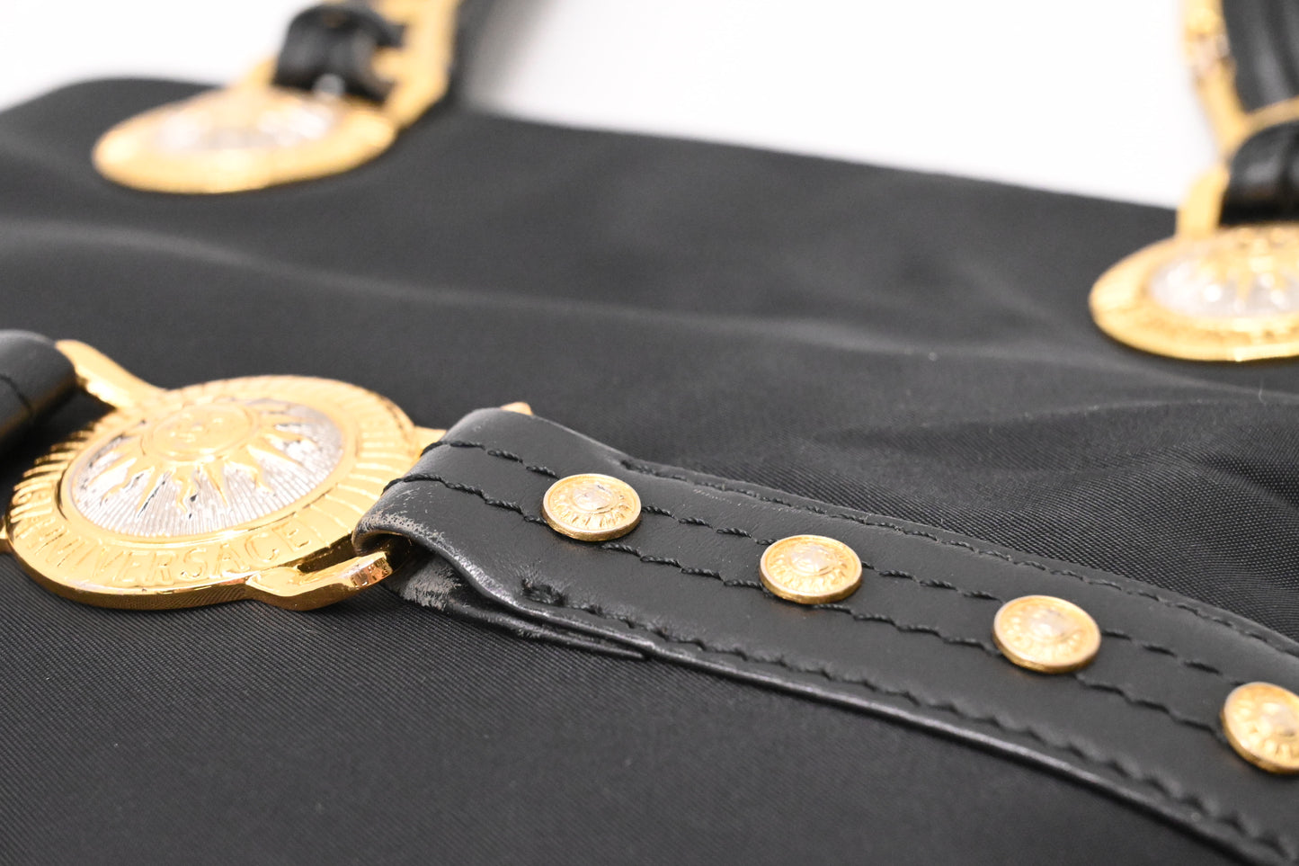 Versace Shoulder Bag in Black Nylon Canvas