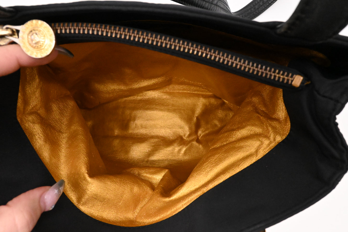 Versace Shoulder Bag in Black Nylon Canvas