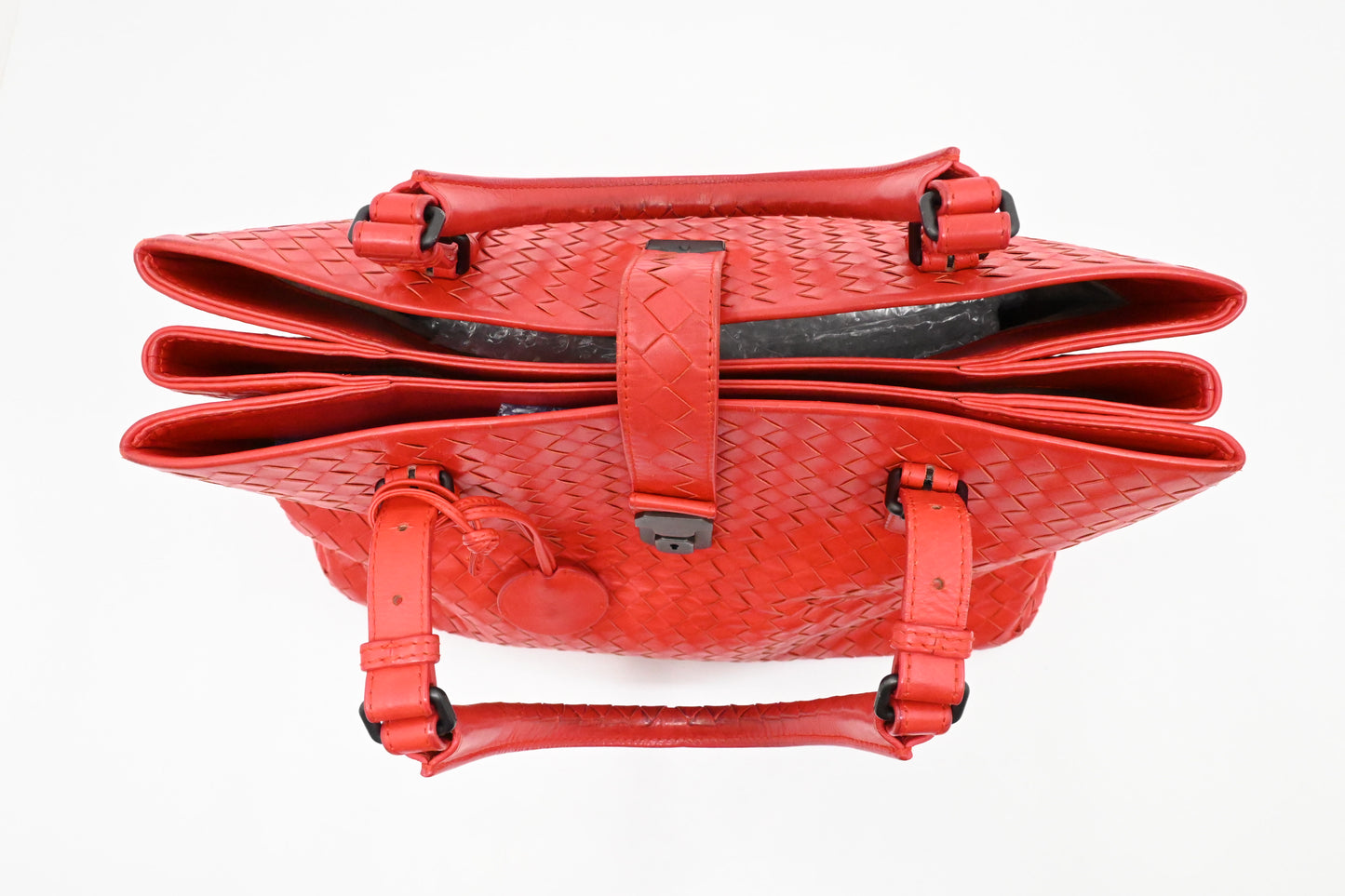 Bottega Veneta Handbag in Red Intrecciato Leather