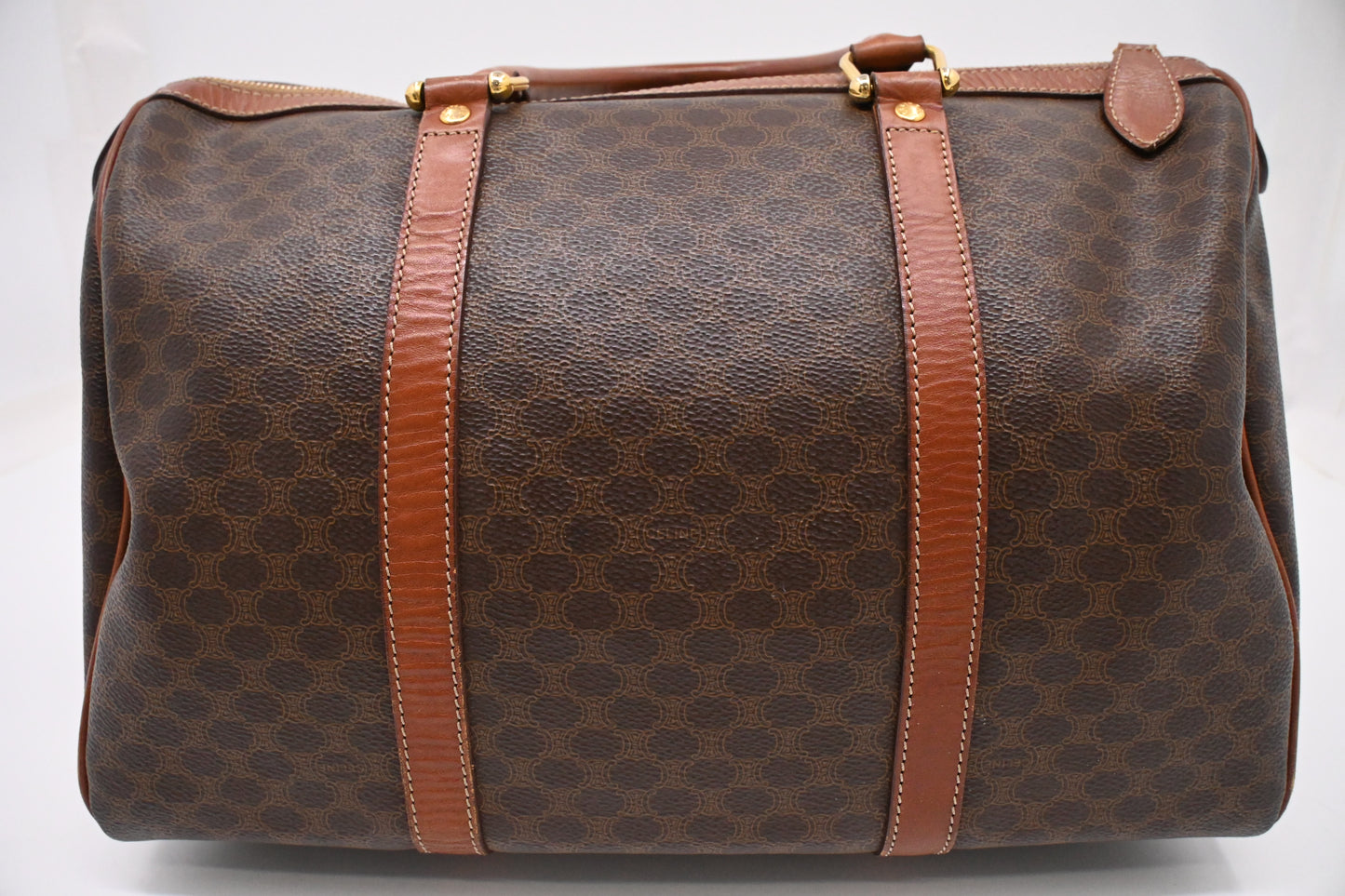 Celine Boston Bag in Brown Macadam Canvas