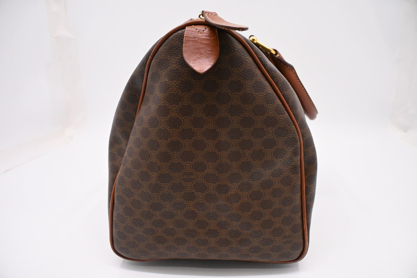 Celine Boston Bag in Brown Macadam Canvas