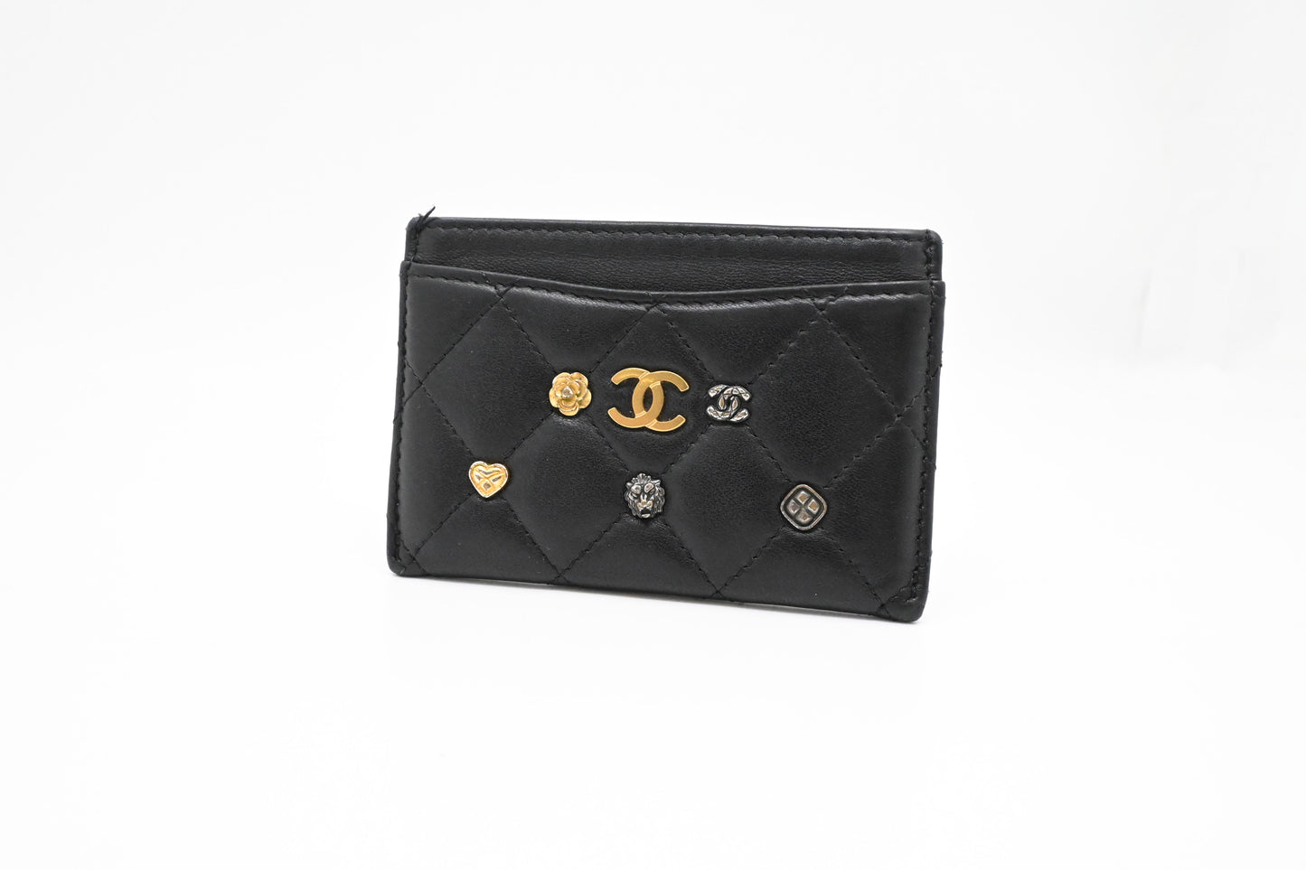 Chanel Card Case in Black Matelassé Leather