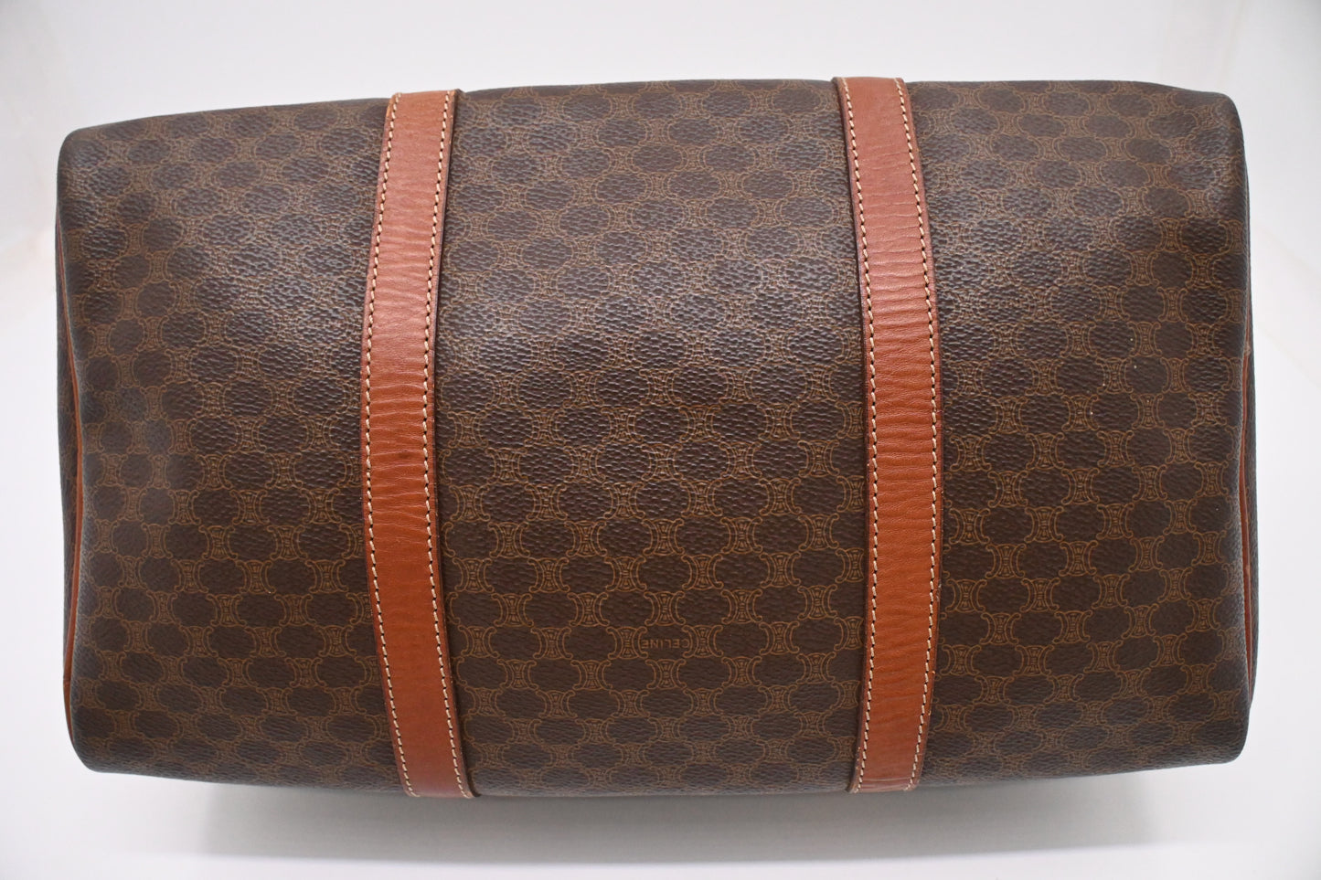 Celine Boston Bag in Brown Macadam Canvas