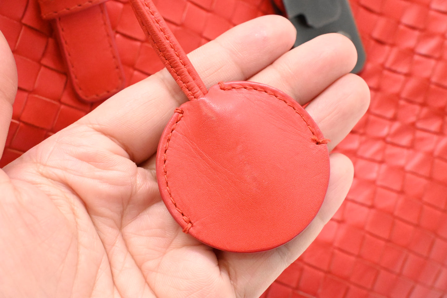 Bottega Veneta Handbag in Red Intrecciato Leather