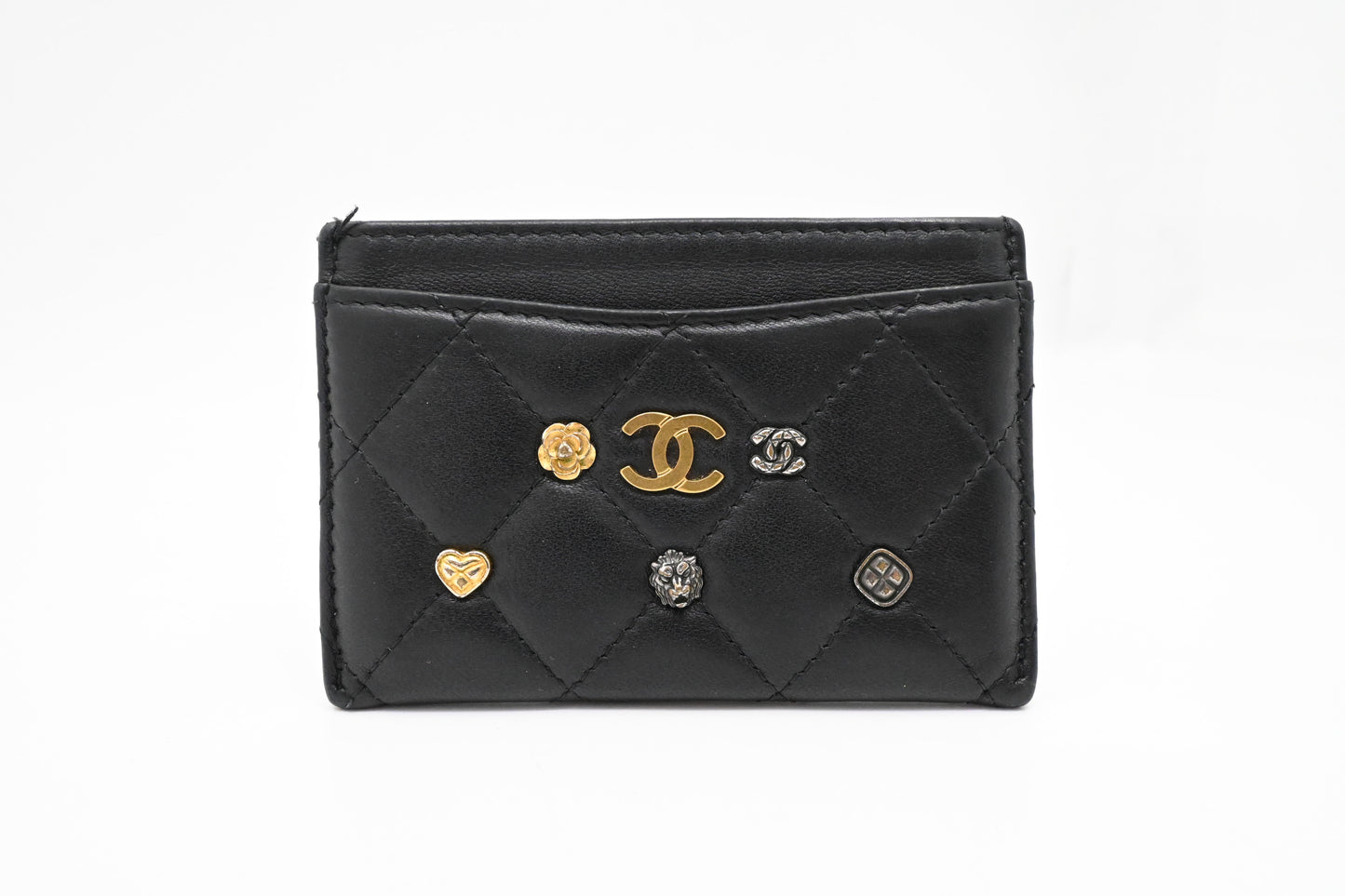 Chanel Card Case in Black Matelassé Leather
