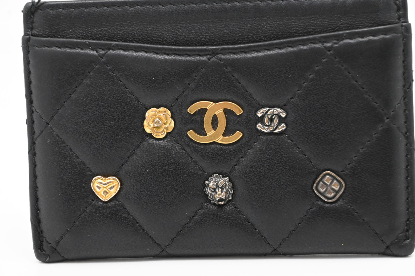 Chanel Card Case in Black Matelassé Leather