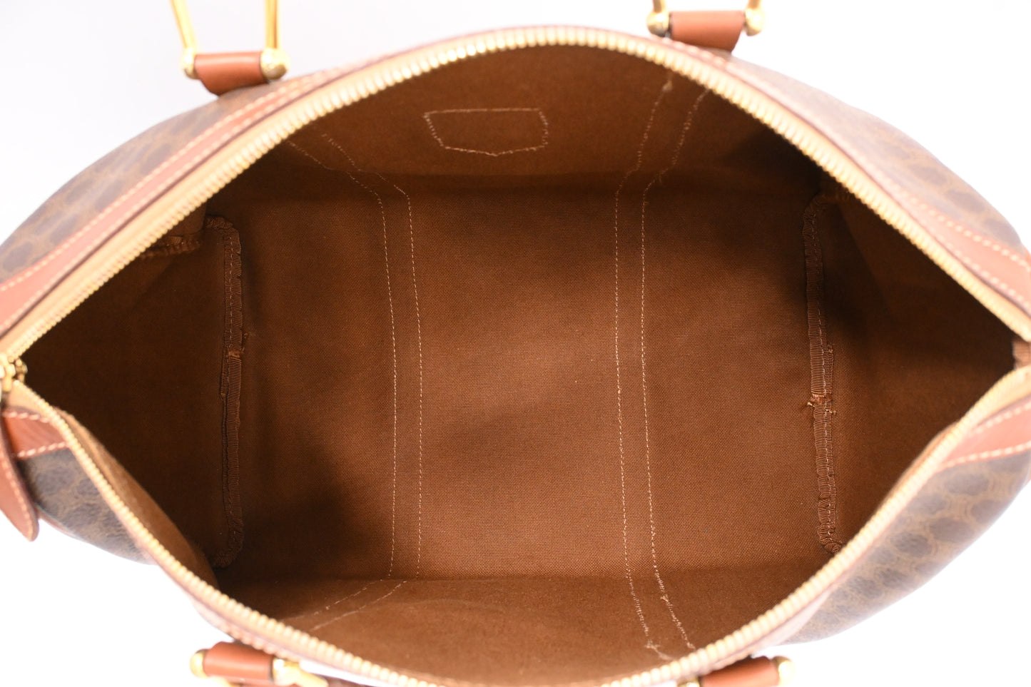 Celine Boston Bag in Brown Macadam Canvas