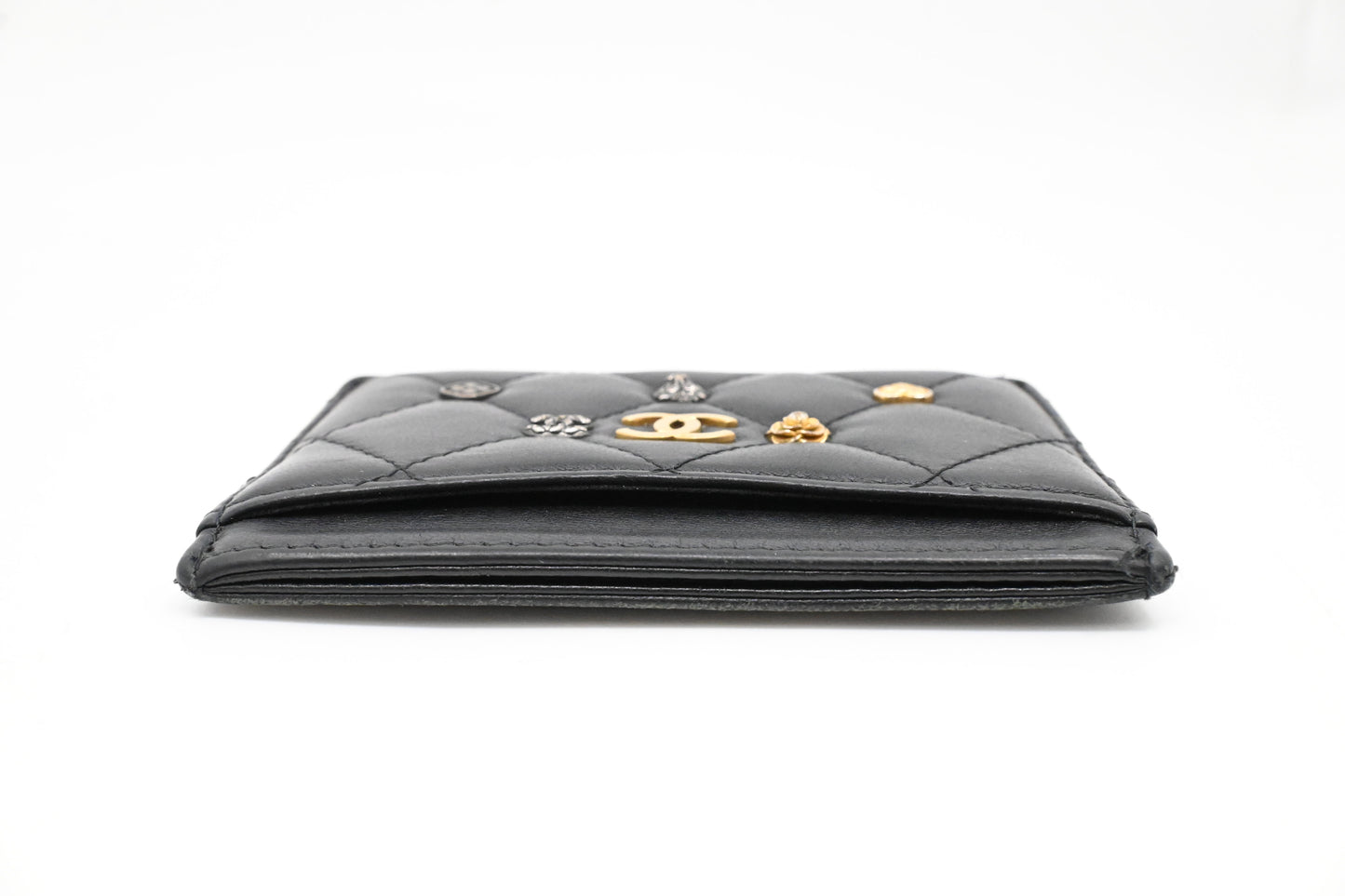 Chanel Card Case in Black Matelassé Leather