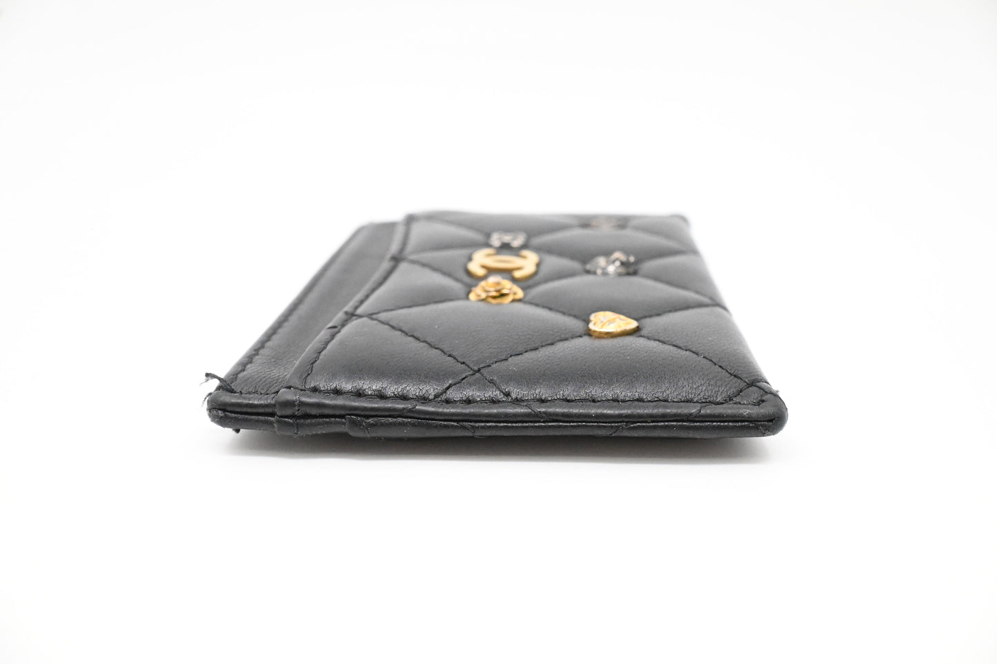 Chanel Card Case in Black Matelassé Leather