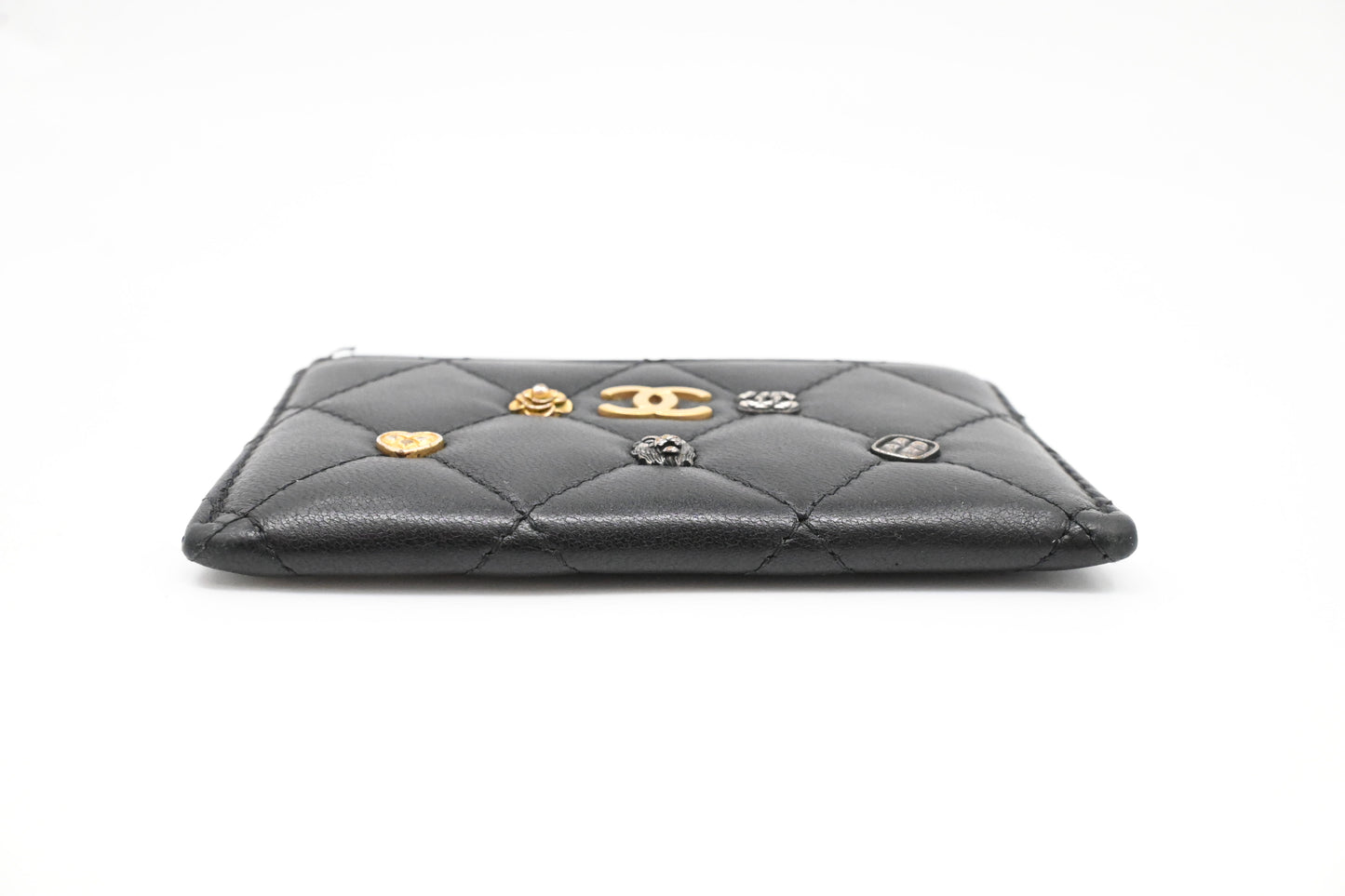 Chanel Card Case in Black Matelassé Leather