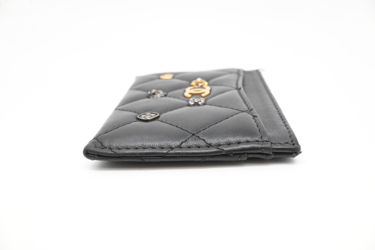 Chanel Card Case in Black Matelassé Leather