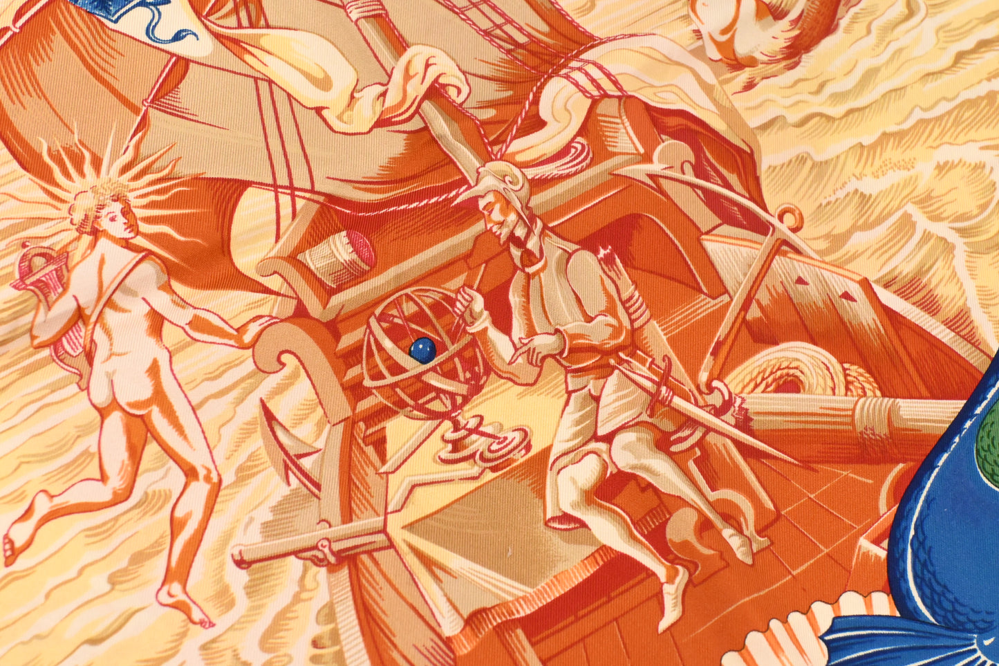 Hermes 'Au Delà des Cinq Mers' Carre 90 in Red Silk