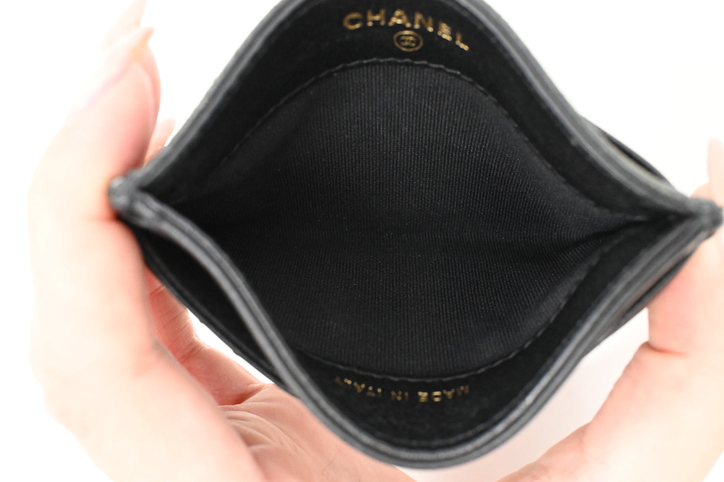 Chanel Card Case in Black Matelassé Leather