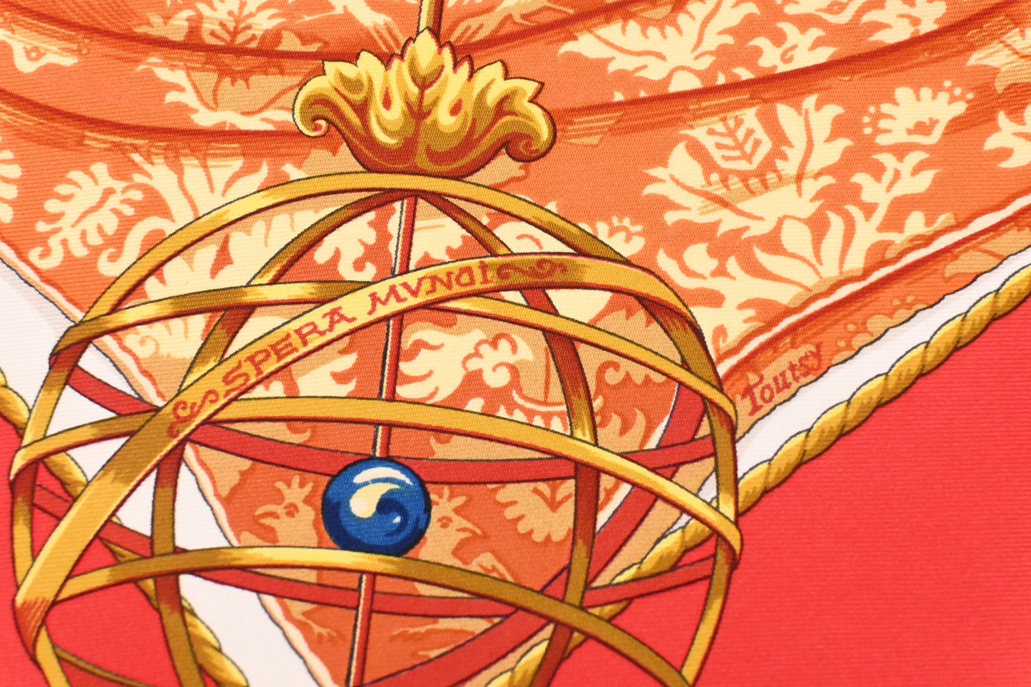 Hermes 'Au Delà des Cinq Mers' Carre 90 in Red Silk