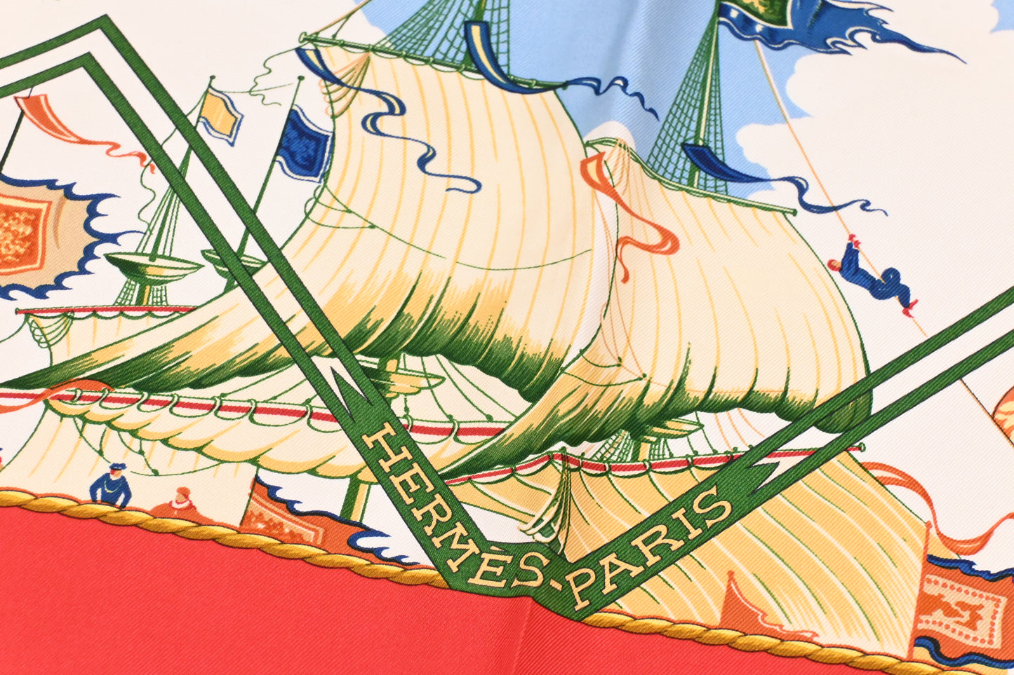 Hermes 'Au Delà des Cinq Mers' Carre 90 in Red Silk