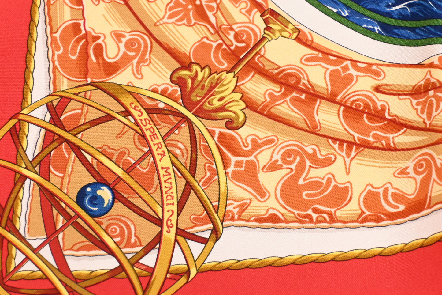 Hermes 'Au Delà des Cinq Mers' Carre 90 in Red Silk