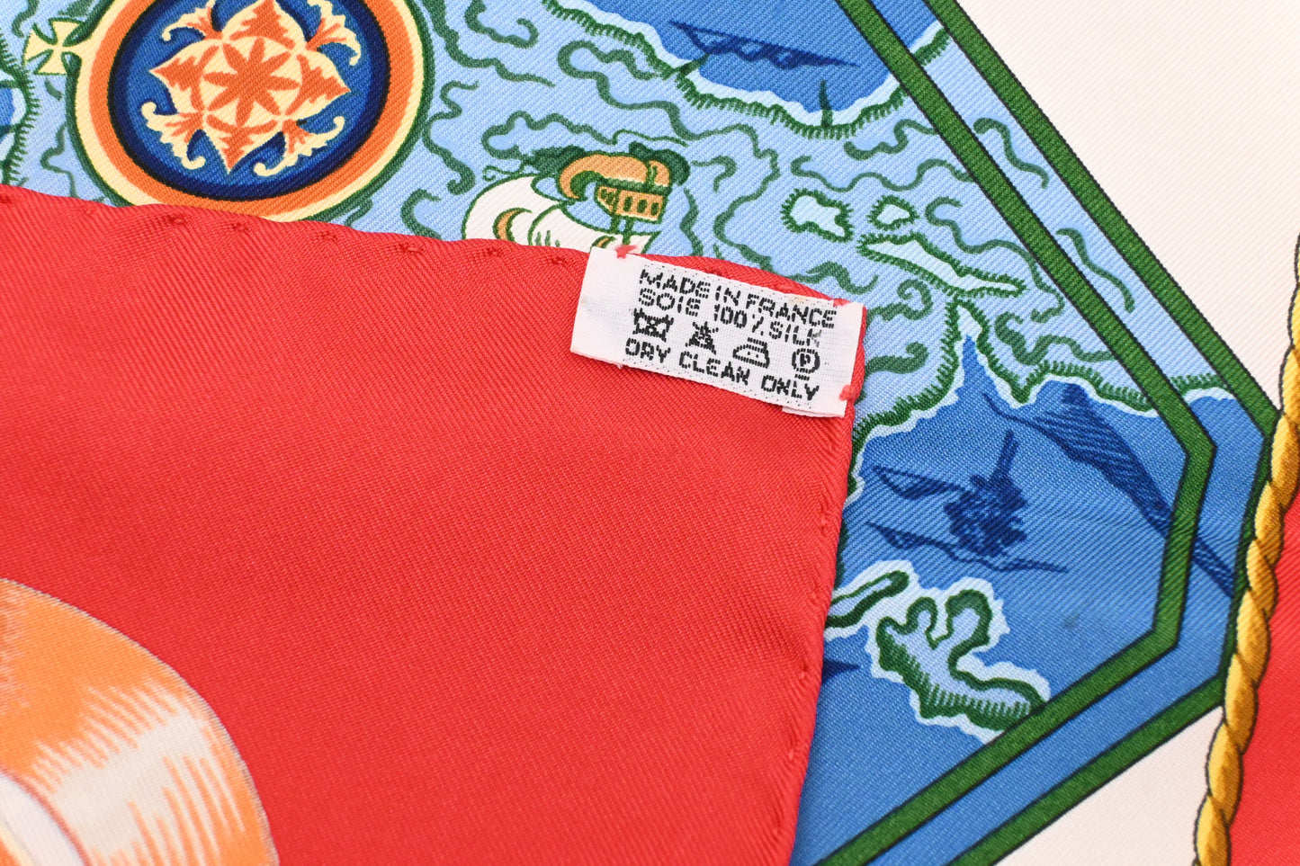 Hermes 'Au Delà des Cinq Mers' Carre 90 in Red Silk
