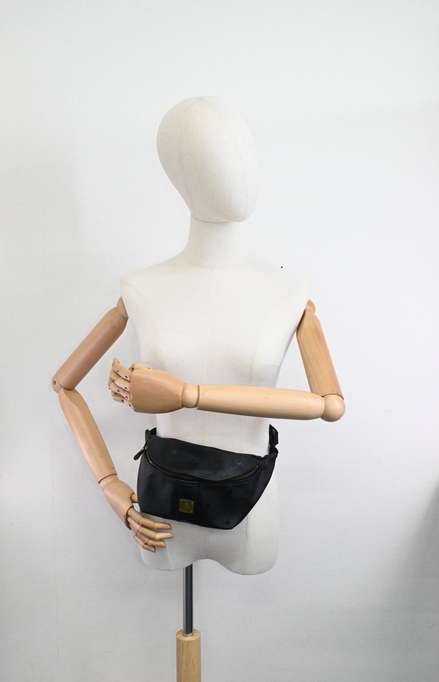 MCM Bumbag in Black Coated Canvas