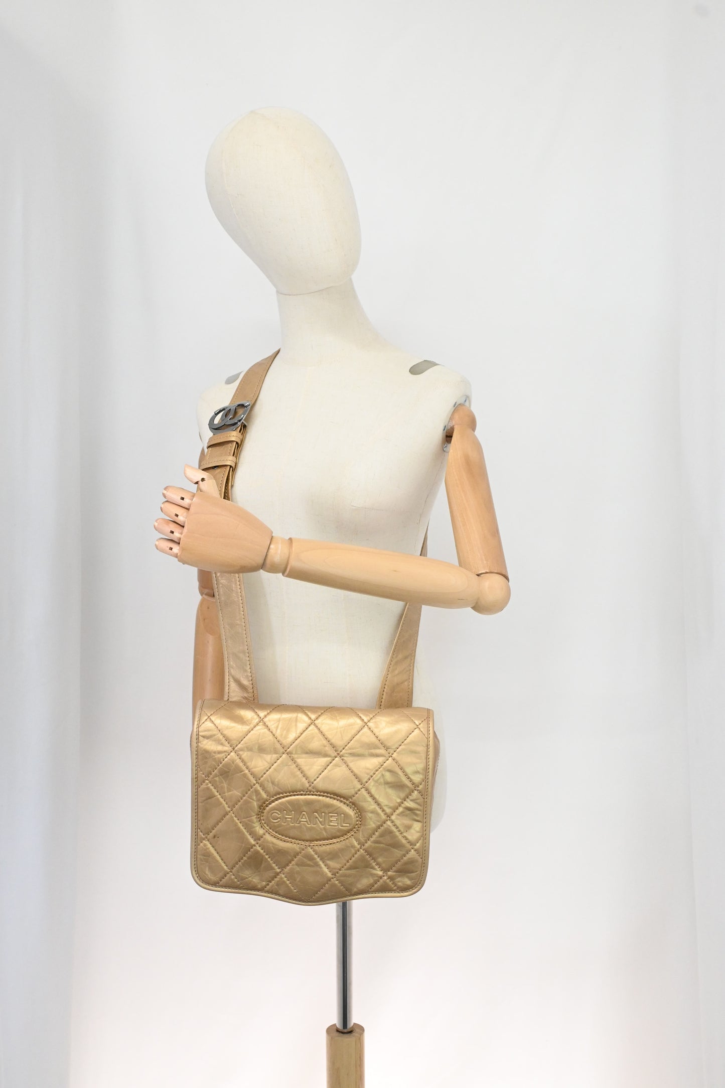 Chanel Small Messenger Bag in Ageda Matte Gold Leather