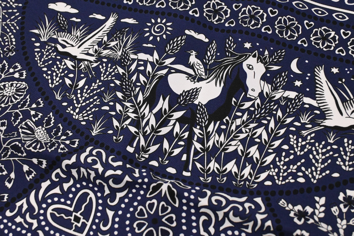 Hermes 'Entre Ciel et mer' Carre in Navy Silk