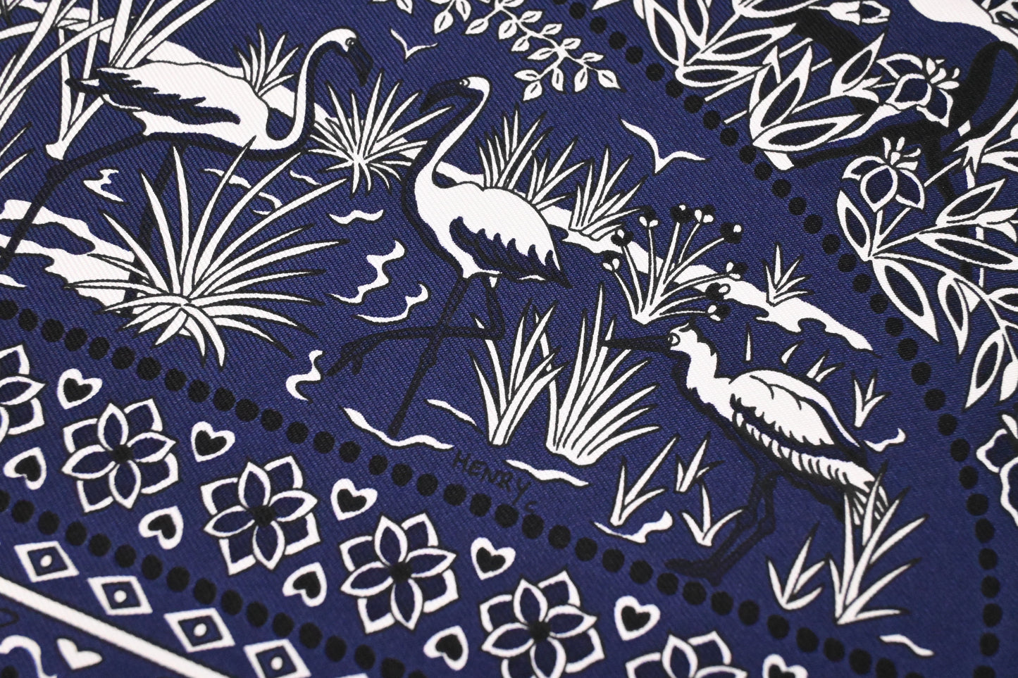 Hermes 'Entre Ciel et mer' Carre in Navy Silk