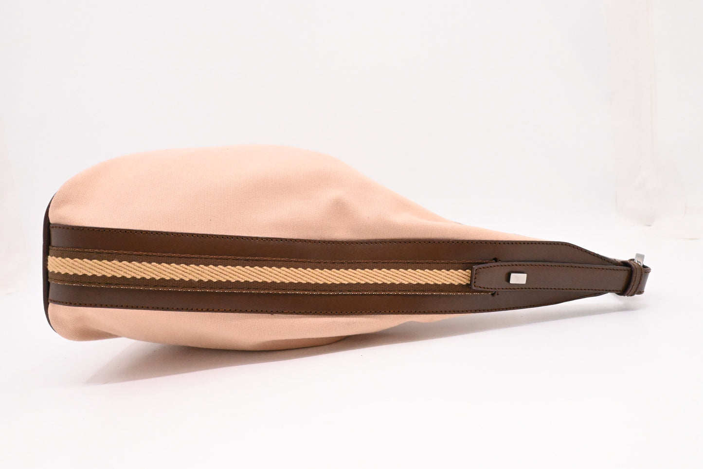 Gucci Small Hobo Bag in Pink Canvas and Brown Leather