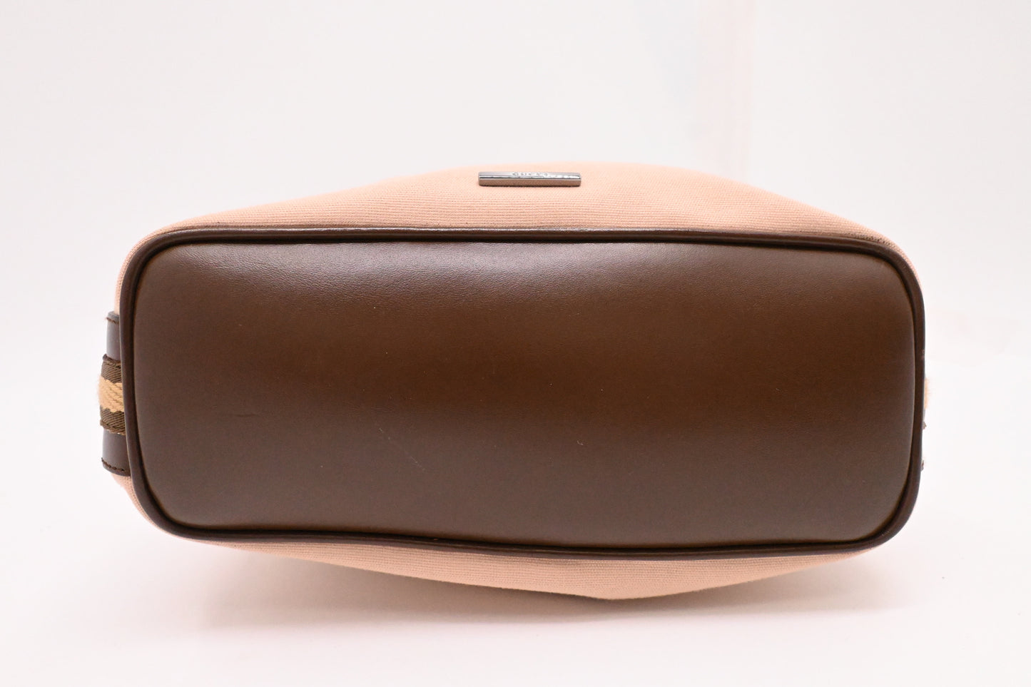 Gucci Small Hobo Bag in Pink Canvas and Brown Leather