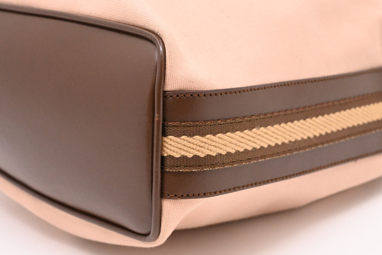 Gucci Small Hobo Bag in Pink Canvas and Brown Leather