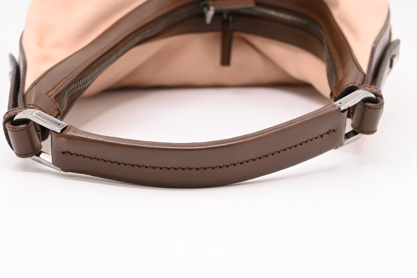 Gucci Small Hobo Bag in Pink Canvas and Brown Leather