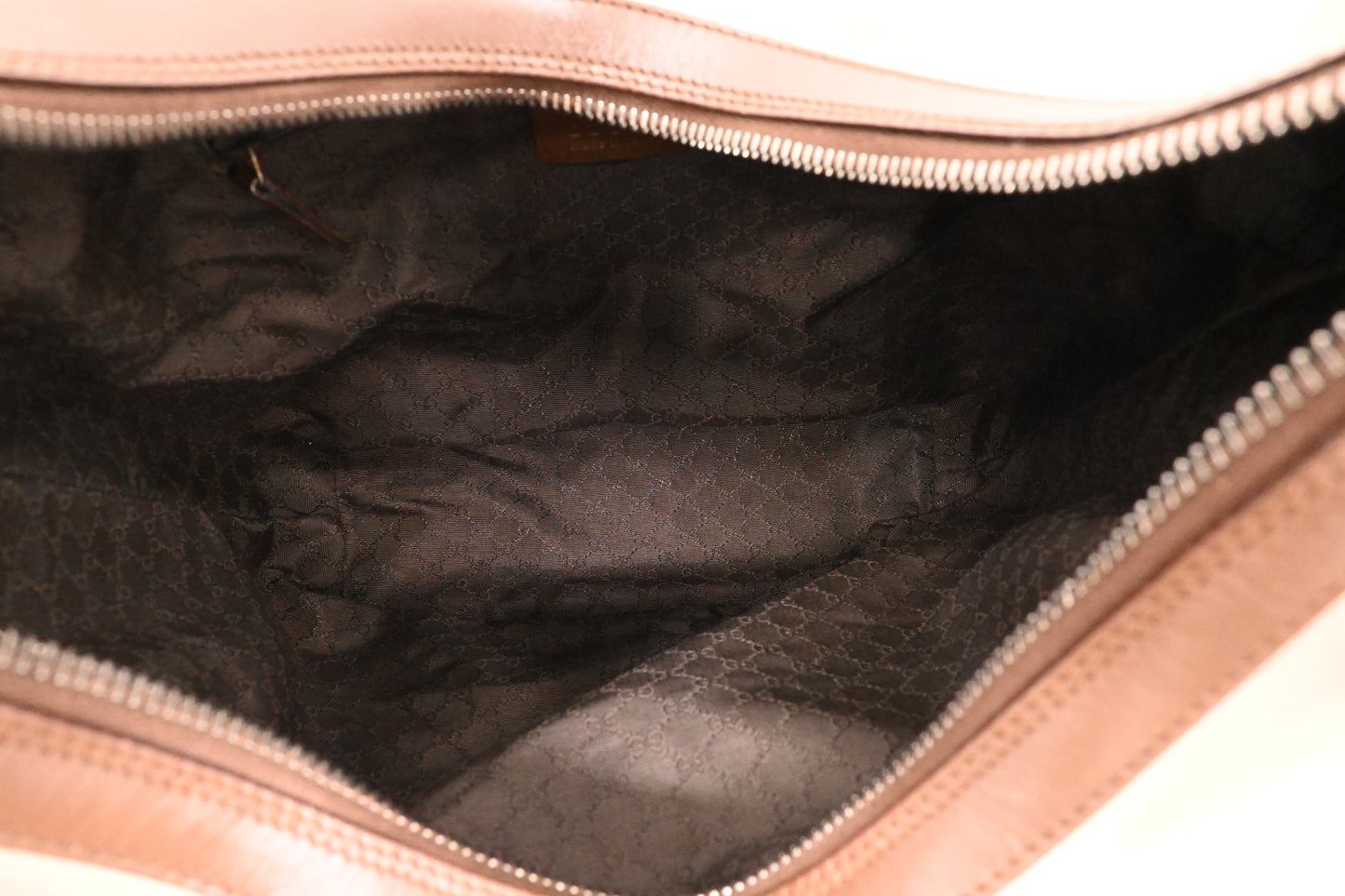 Gucci Small Hobo Bag in Pink Canvas and Brown Leather