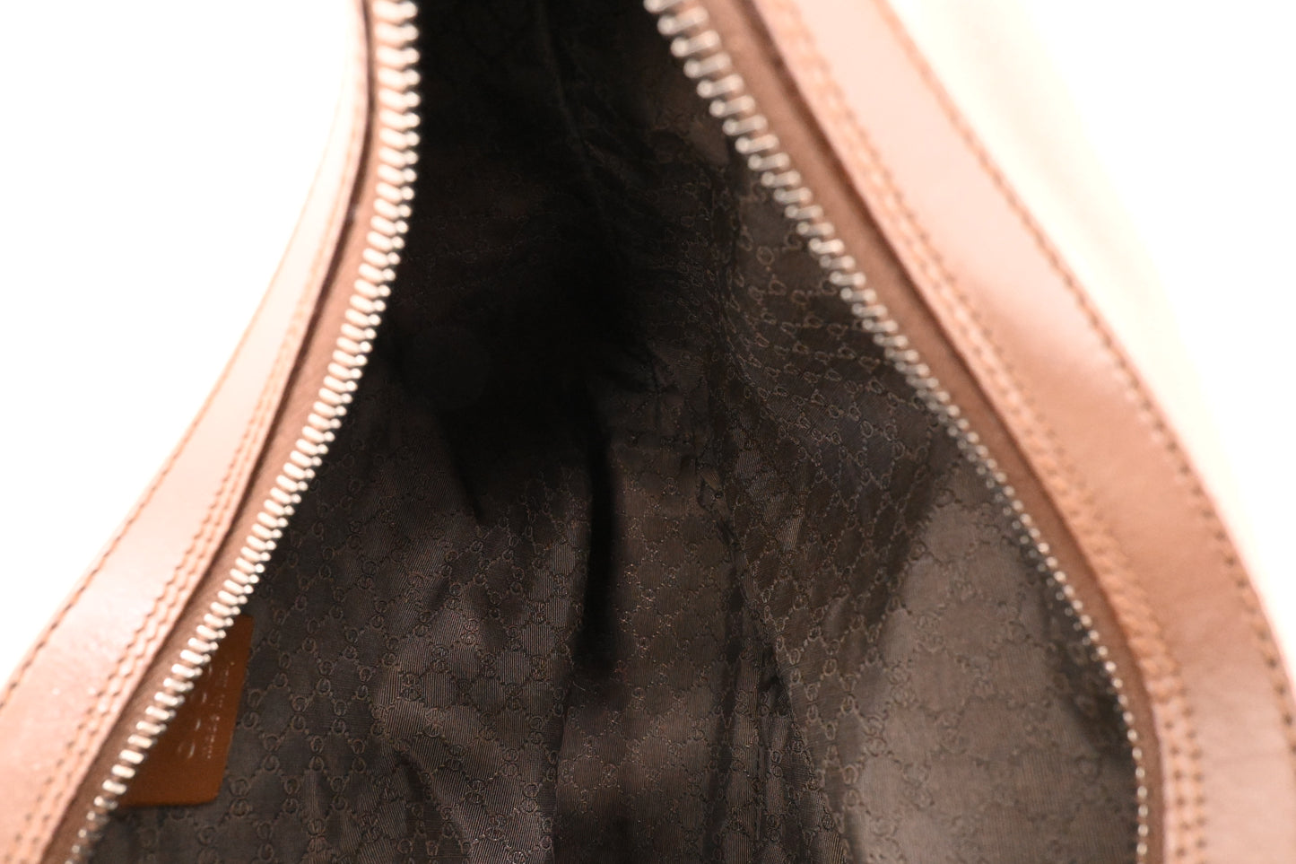 Gucci Small Hobo Bag in Pink Canvas and Brown Leather