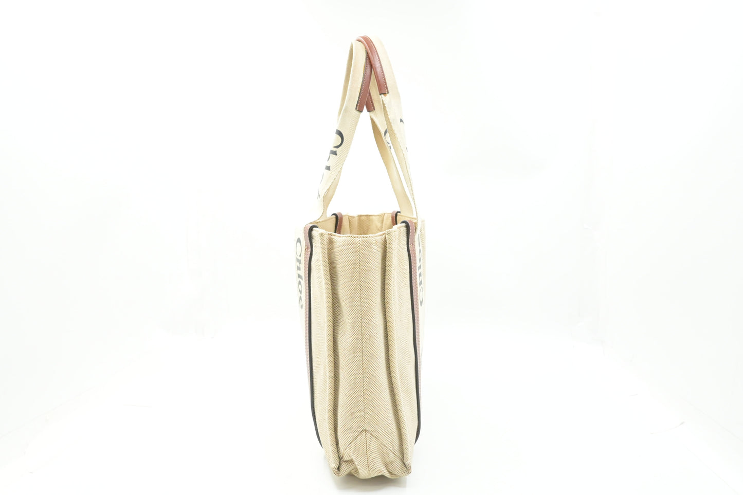 Chloe Medium Woody Tote in Beige Canvas